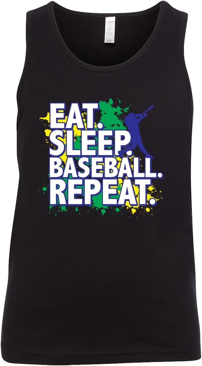 Threadrock Store Boys Eat Sleep Baseball Repeat Youth Tank Top - Image 1